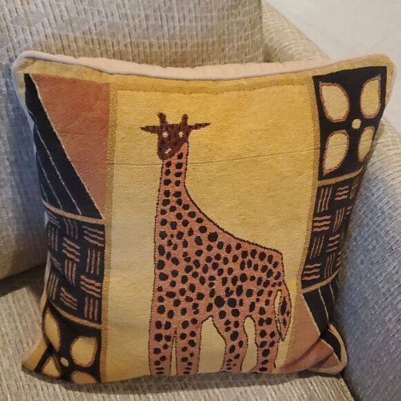 Beige 18" Square Giraffe Accent Pillow - Picture 4 of 5